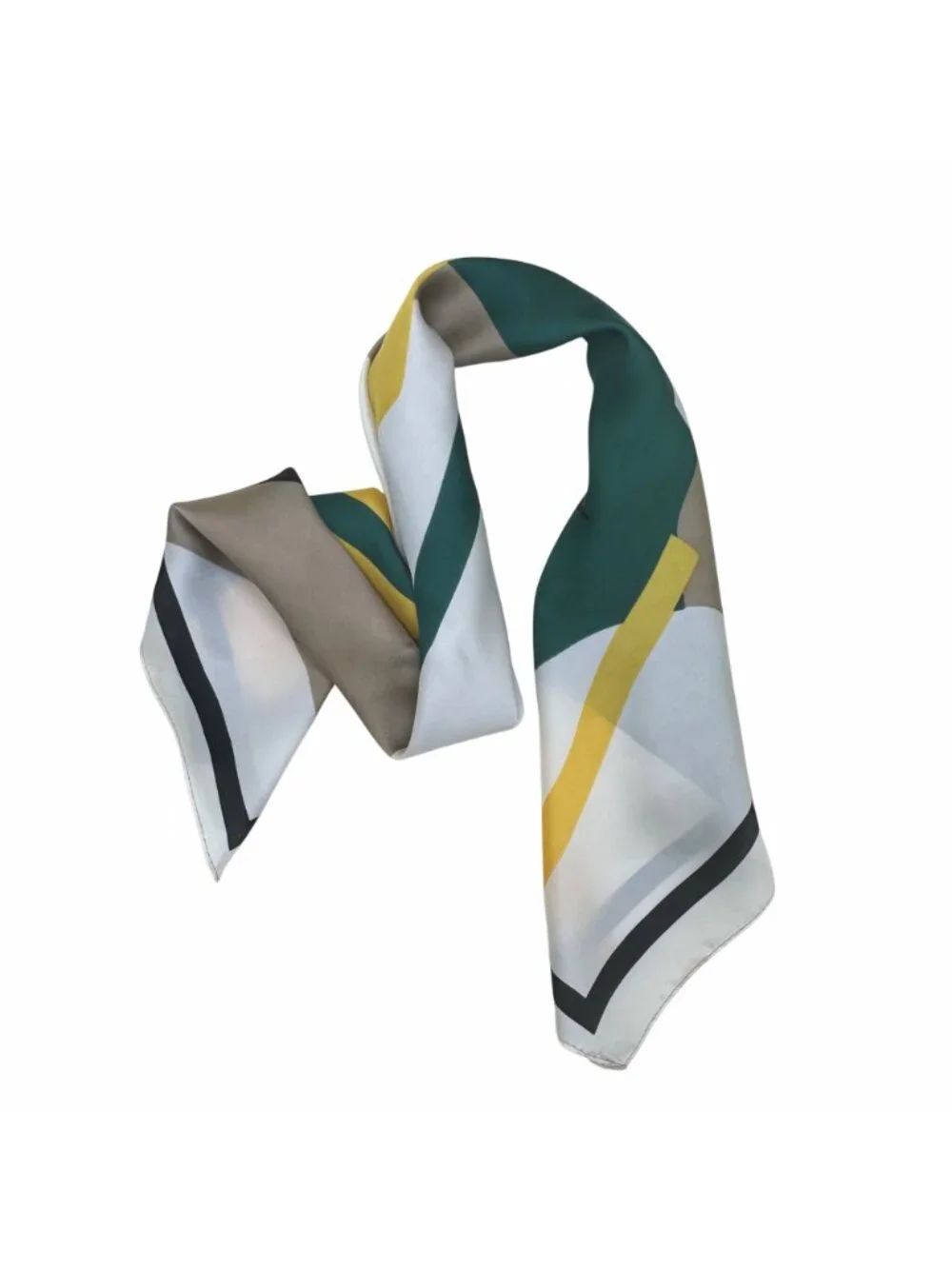 ✨Luxurious Elegant Silky Scarf Yellow Green Black Beige Geometric Square Bandana